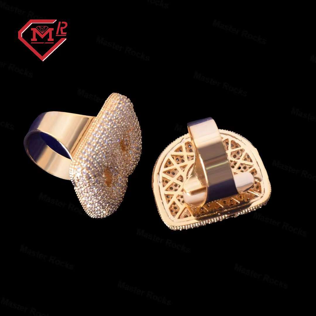Luxury A-Z Moissanite Initial Ring 925 Sterling Silver Custom Vvs Diamond Moissanite Hip Hop Ring Letter