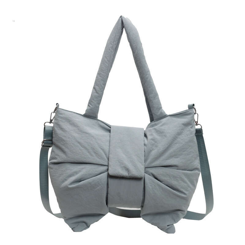 Korean version butterfly bow large capacity tote bag for women 2025, popular online, same style handbag shoulder niche crossbody canvas bag, 2025 new 