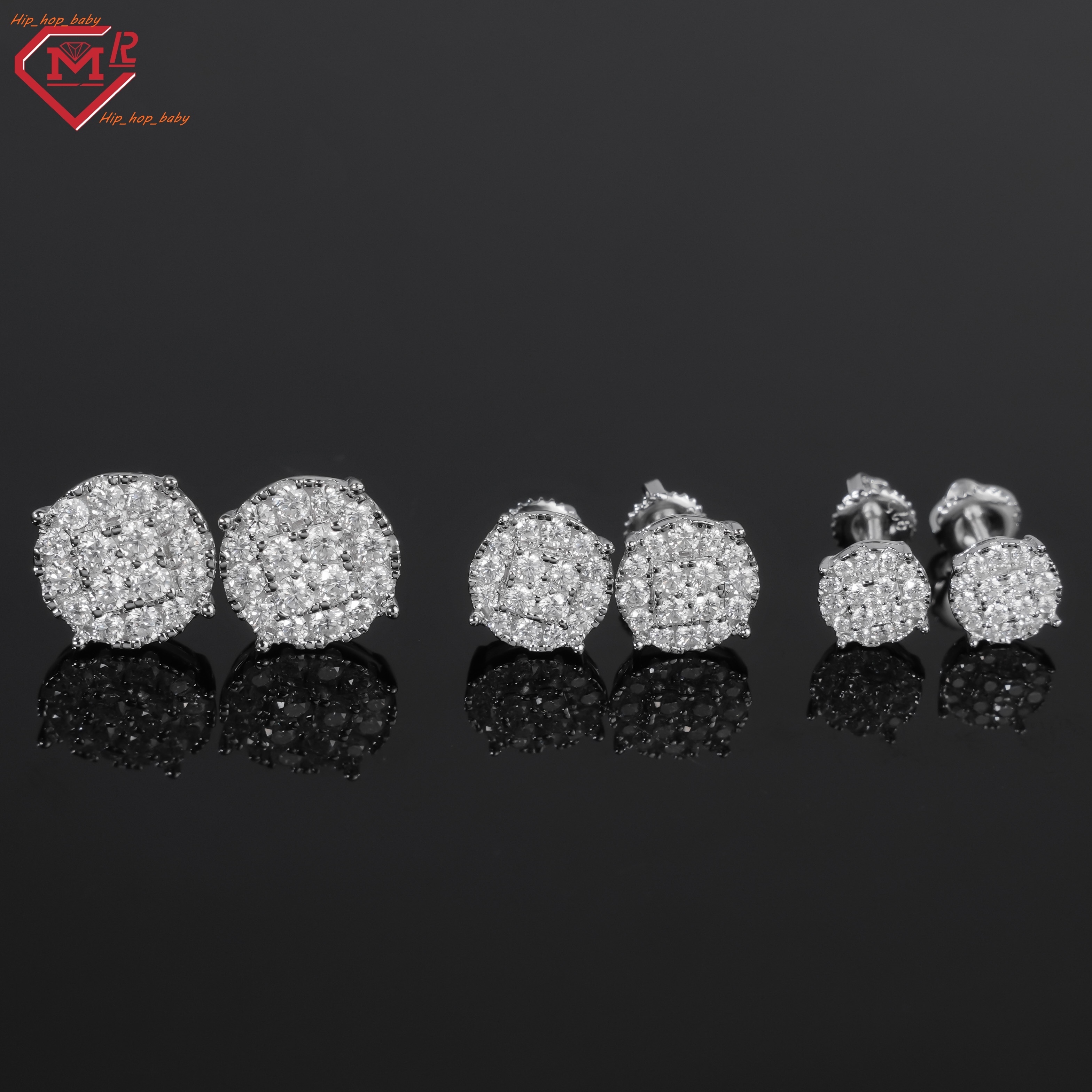 Wholesale Price Earrings Men Solid 925 Silver Customized Cluster Men Women Moissanite Earrings