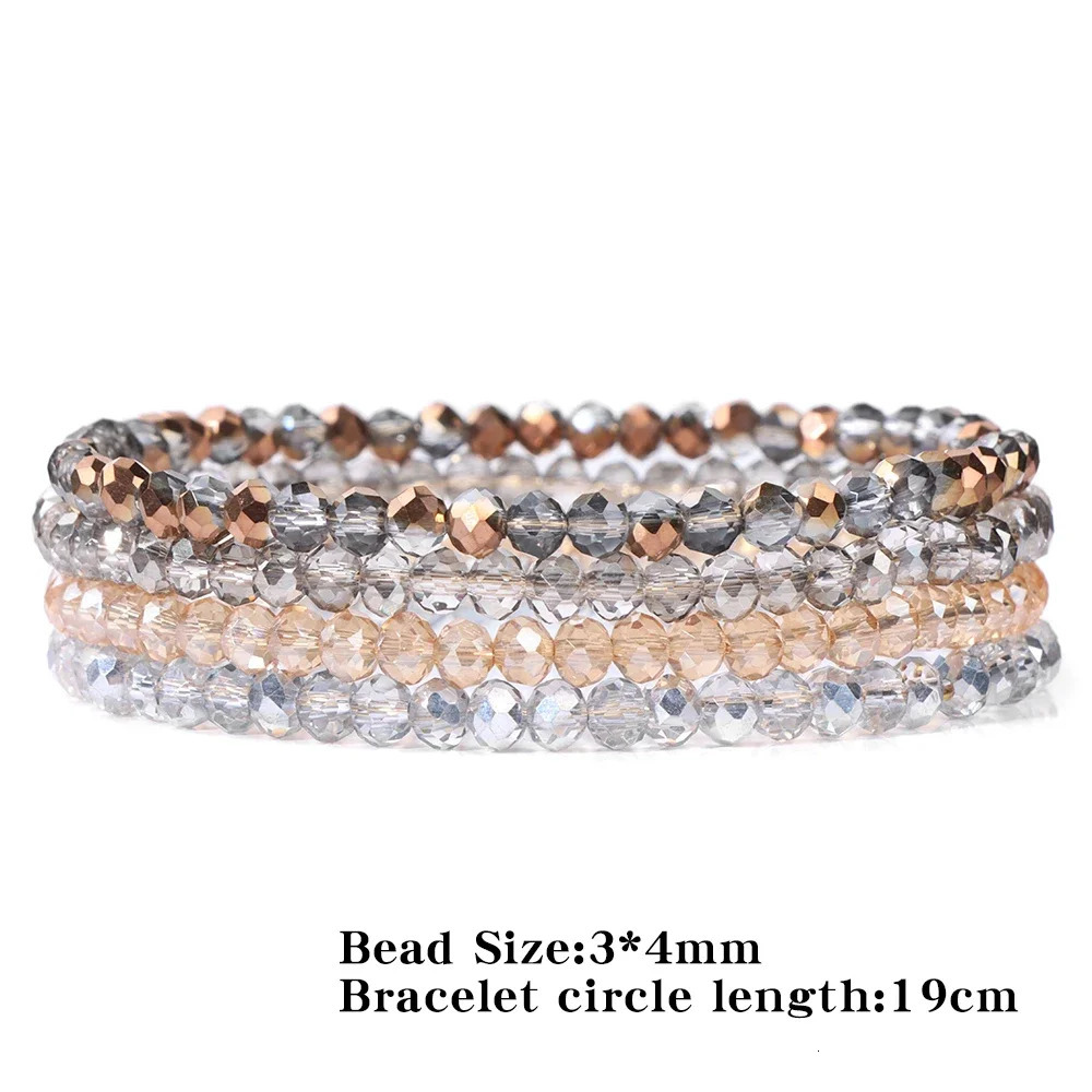 designer bracelet women luxury jewelry gold mens bracelet Fashion 4Pcs Colorful for Women Men Faceted Crystal Beads Bracelet Set Handmade Shiny Jewelr - view 6
