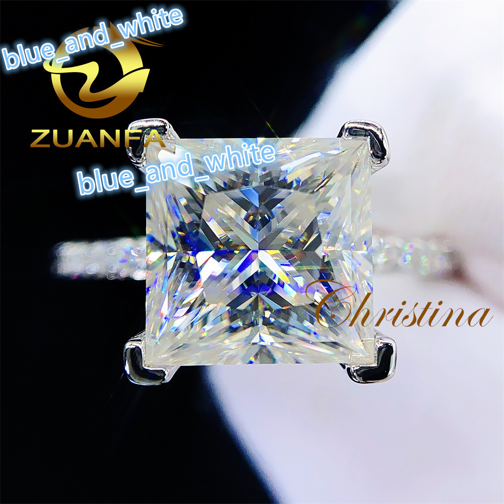 Wedding Ring Gold Customized Au585 14k Gold Princess Colorless Vvs Moissanite Rings Engagement