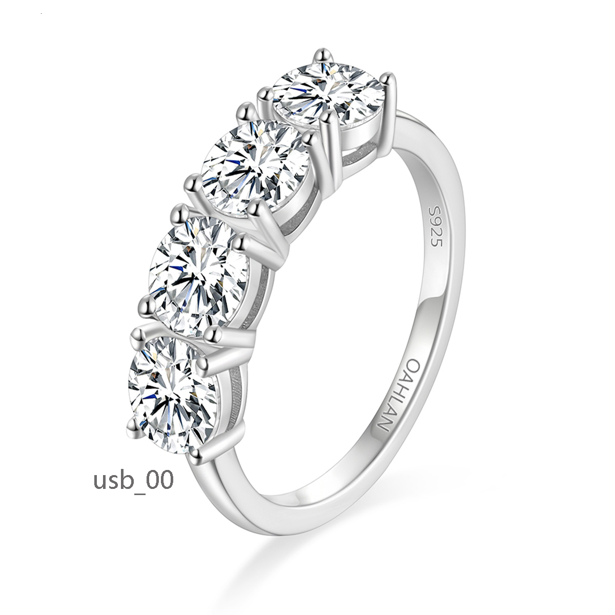 Wholesale Fine Jewelry 2ct Round Cut 925 Sterling Silver Eternity Moissanite Ring Promise Wedding Band for Women Girls
