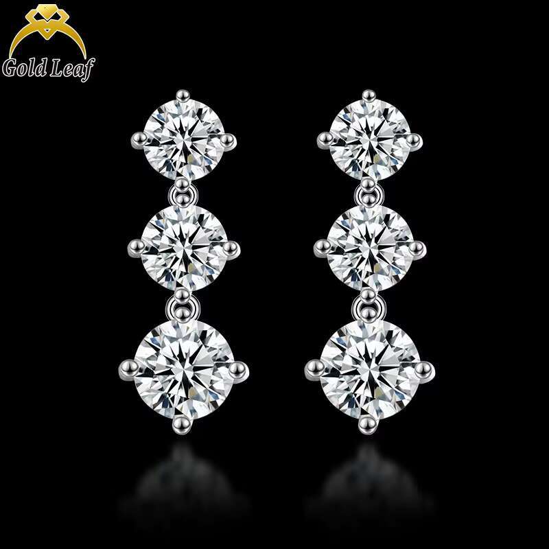 Goldleaf 925 Silver Diamond Drop Earrings VVS D Moissanite Earrings with GRA Certificate Pass Diamond Tester Fine Jewelry