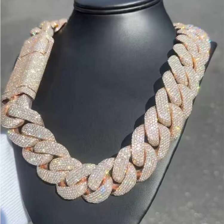 Wholesale VVS Moissanite Iced Chain for Men 13mm-22mm Wide 925 Solid Silver Gold Plated Diamond Rapper Necklace Cuban Link Chain