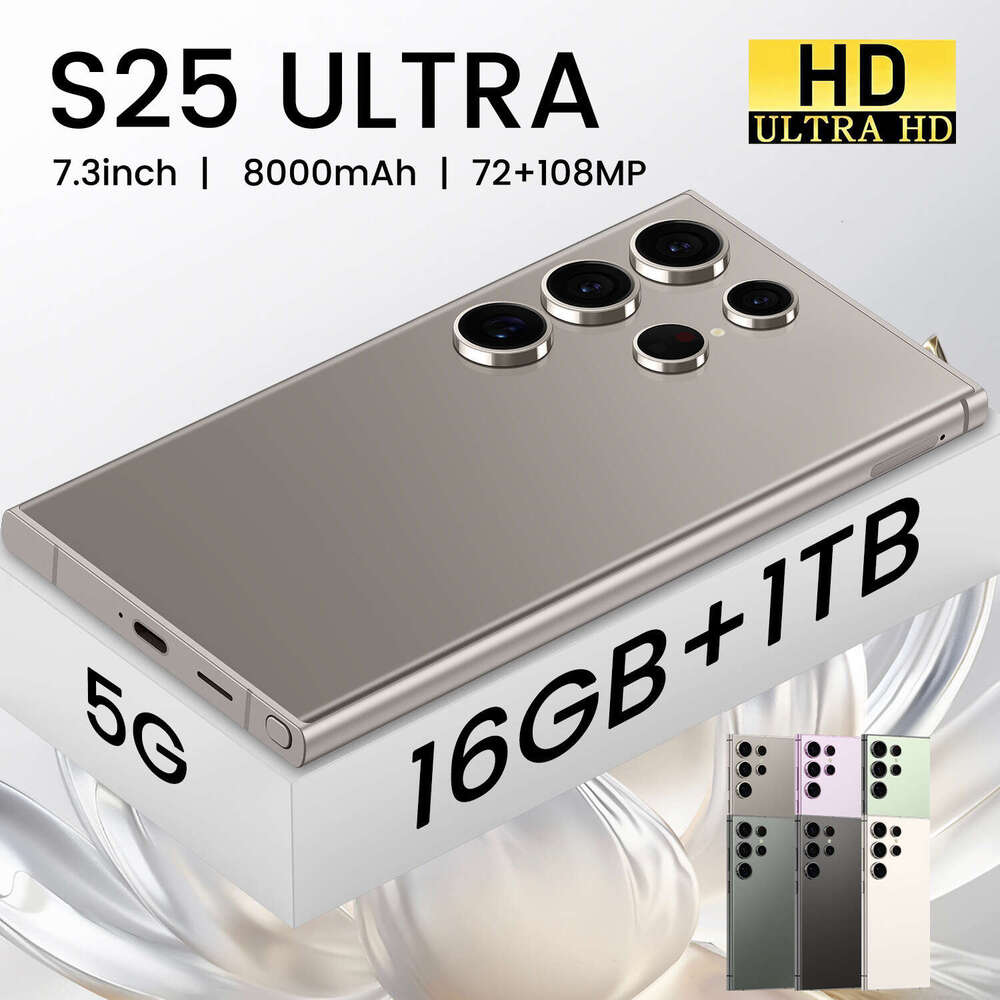 S25 Ultra 7.3HD 16+1TB smart phone 5G Android phone display 72MP+108MP camera Android 14 phone fingerprint recognition face recognition GPS
