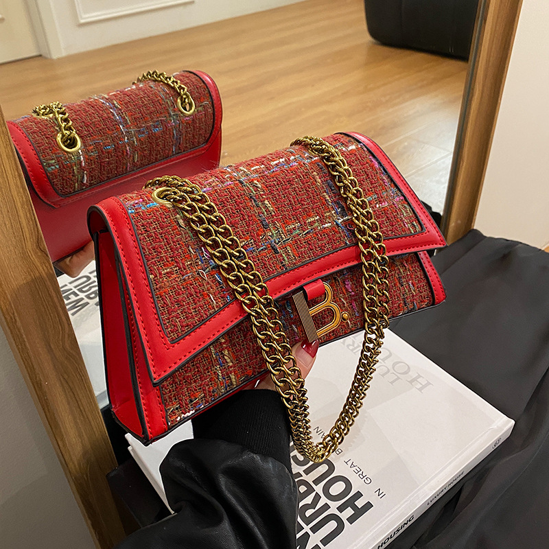 free shipping designer shoulder bags flap Spring Fashionable Versatile Knitting vintage casual Crossbody Bag black red green