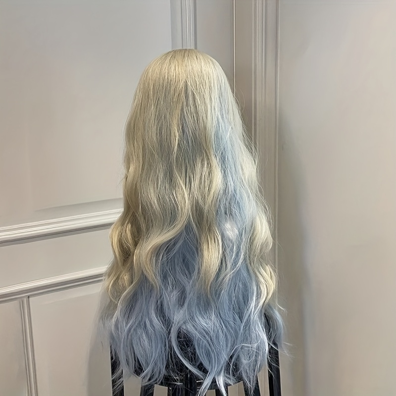 Gold Blondes to Blues Graduated Wave Synthetic Hairpiece Thick Volume High-Density Lush Layers for Women's Everyday Outfits