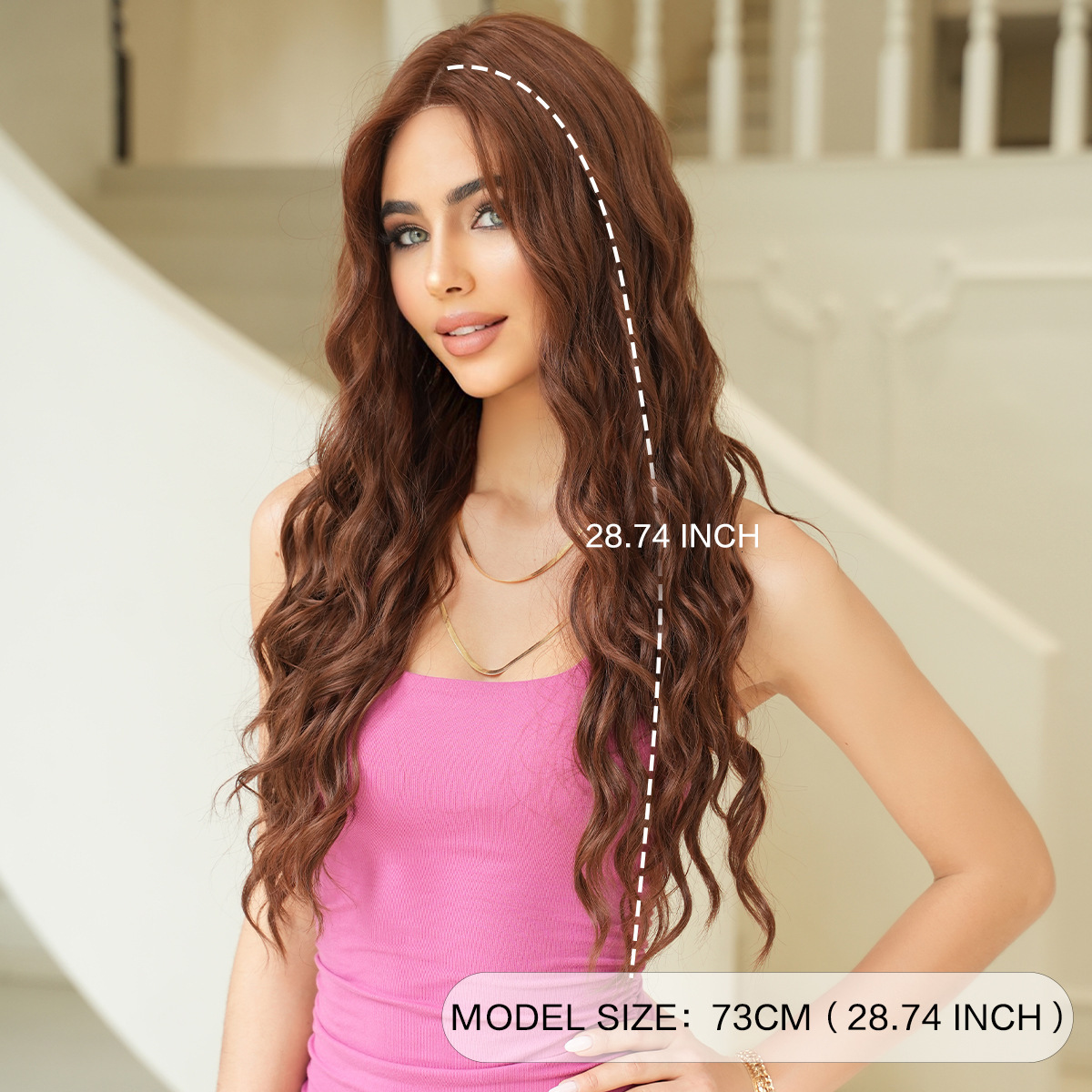 quality High brown small lace wig for women with natural long curly hair and large waves and a headband