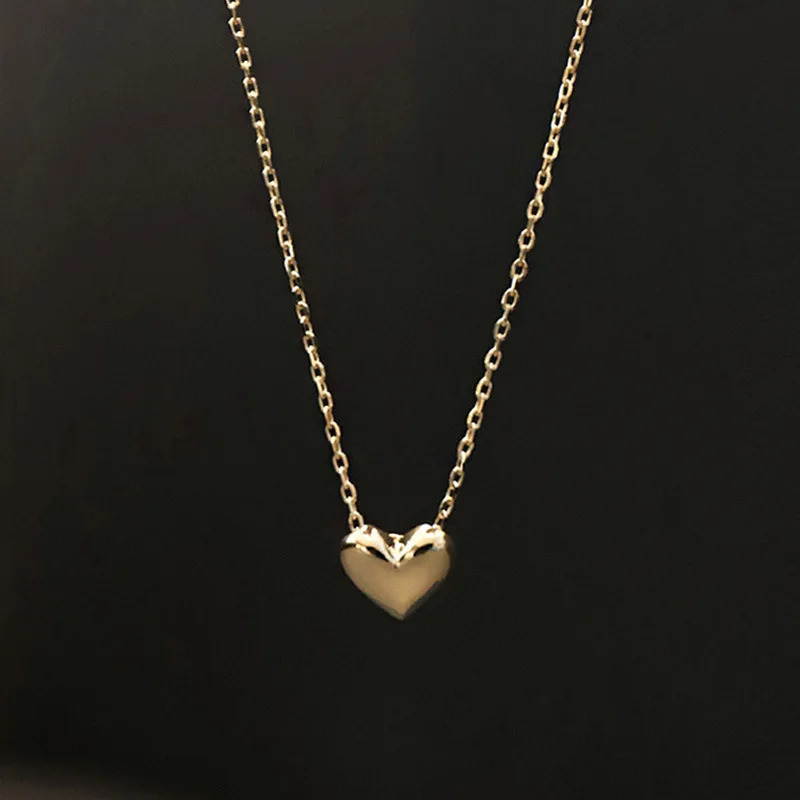 925 sterling silver glossy heart-shaped pendant necklace womens gold-plated 14K gold fashionable temperature anniversary jewelry 250428