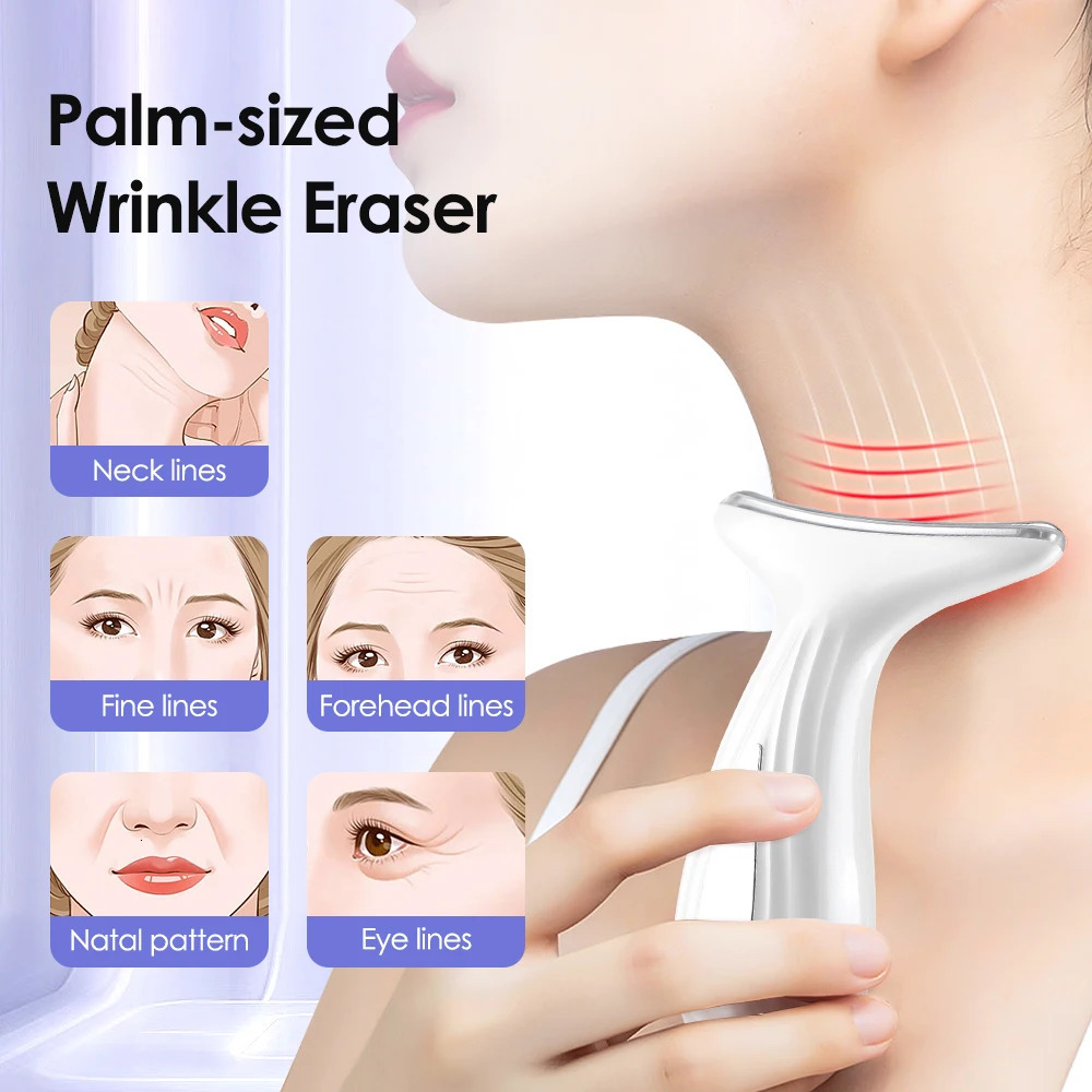 EMS Face Neck Lifting Beauty Device LED Pon Skin Rejuvenation Tighten Anti-aging Firming Sonic Vibration Massager 250422