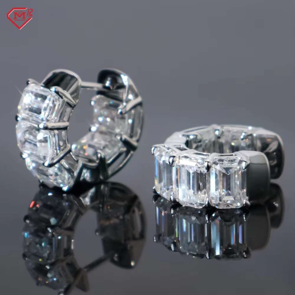 Customized Hip Hop Moissanite Hoop Earrings S925 Silver GRA Certificated Round Wedding Diamond Earrings