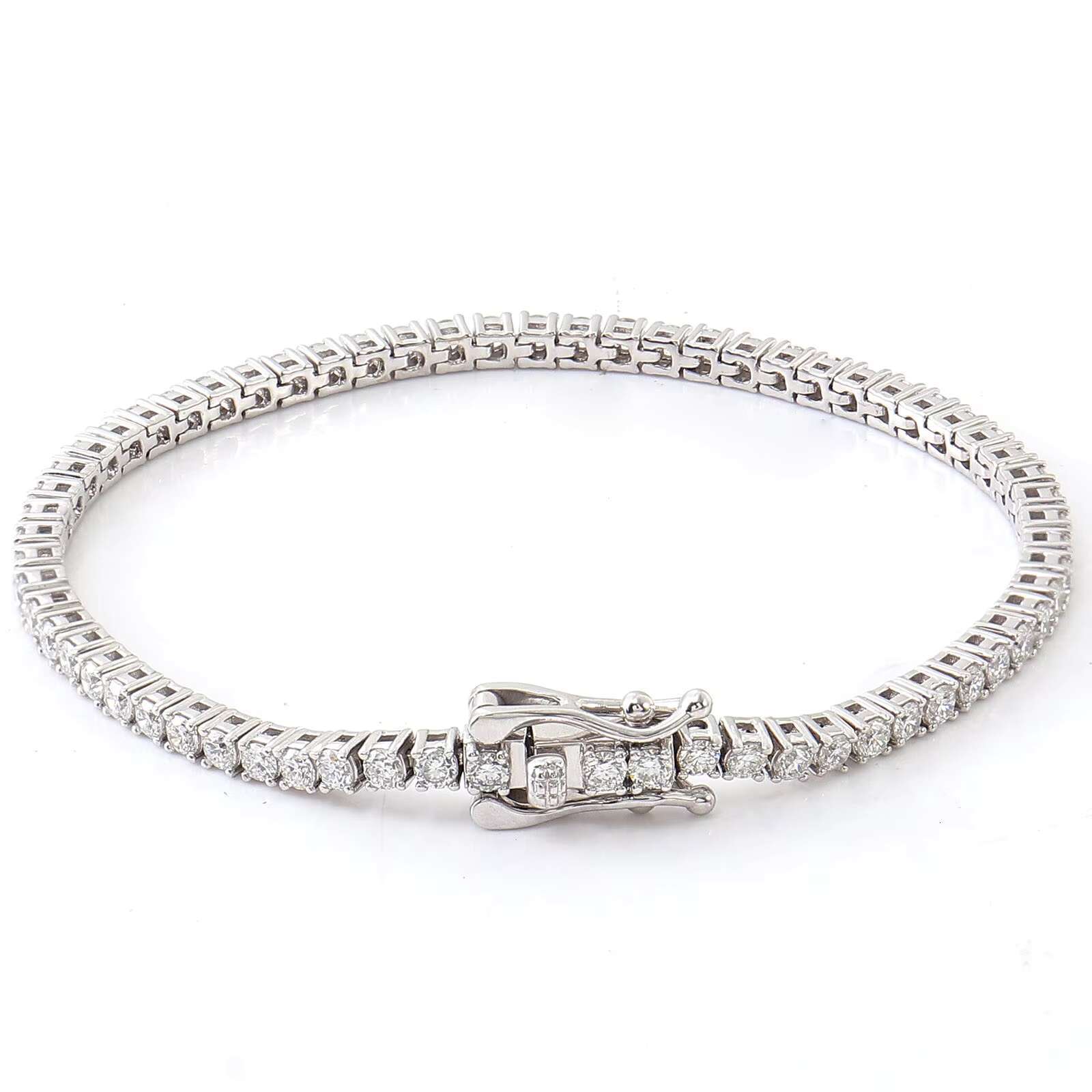 Real Gold 18K 2mm Tennis Bracelet Lab Moissanite Diamond Tennis Chain 6-9 Inch Iced Out Tennis Bracelet for Women and Men