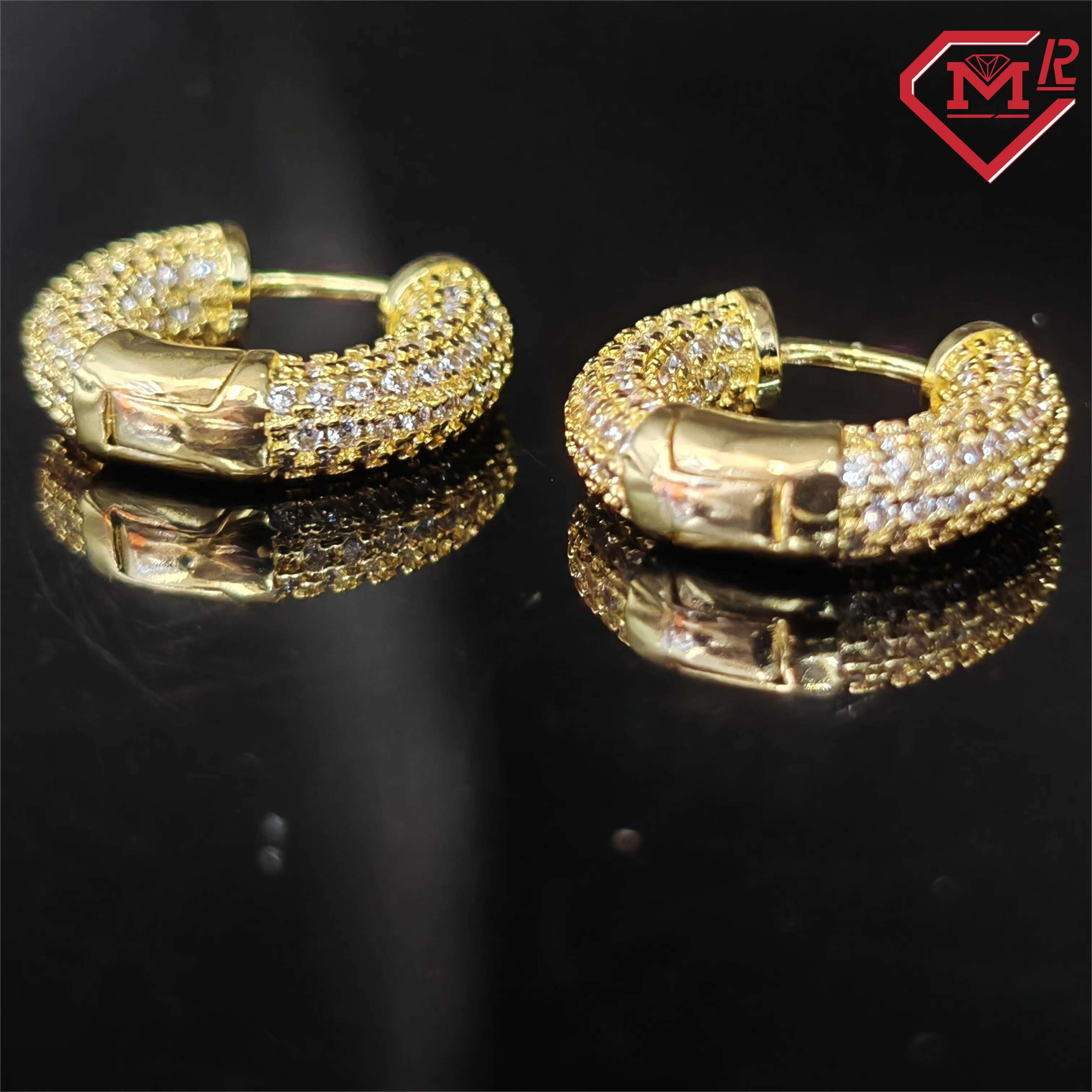 Hiphop Round Loop Moissanite Earrings Iced S925 Dvvs Diamond White Gold Plated Silver Loop Earrings