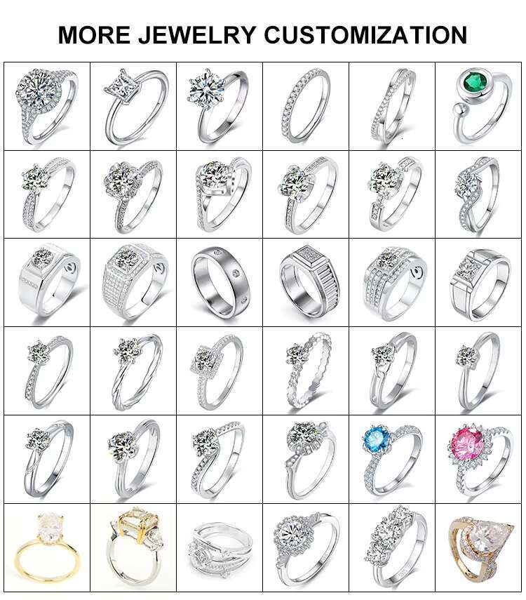 Goldleaf GRA Certified Moissanite Ring Pass Diamond Tester 925 Silver Plated Gold Custom Rings Fine Jewelry Rings