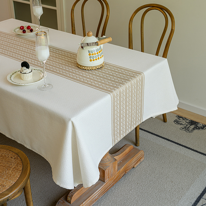 W27 Imitation cotton and linen tablecloth jacquard fabric table cloth waterproof and oil-proof tea table cloth rectangular tablecloth wholesale