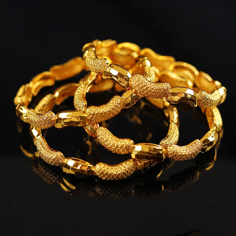 4pcs 24K Bracelets from Ethiopia Dubai Middle East Africa Womens Gold Bracelets Jewelry Middle East Wedding Gifts 250425