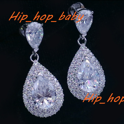 Custom Moissanite Jewelry Drop Earrings Pear Shape 925 Sterling Silver Moissanite Earrings