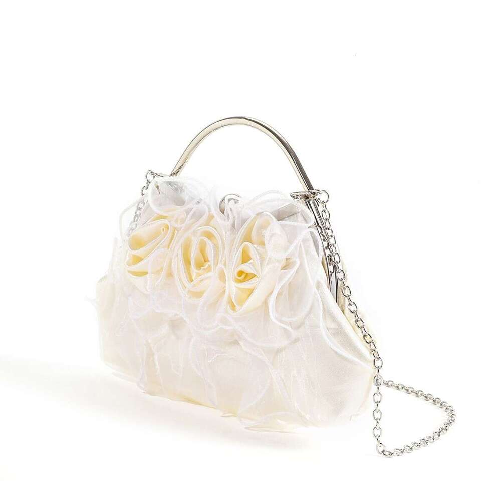 Dinner Bag New French Women S Silk Satin Mesh Handbag Niche Three Dimensional Flower Hanfu Bridal Banquet Bag KQ