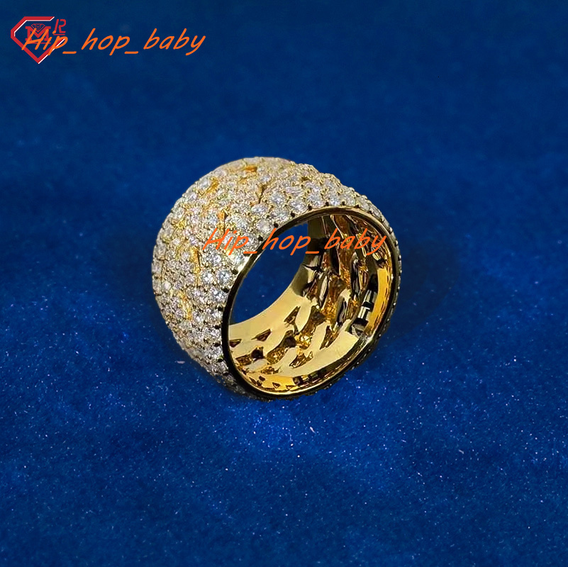 Custom Rings for Men 925 Sterling Silver Iced Out Pass Diamond Test Rapper Resizable Moissanite Ring