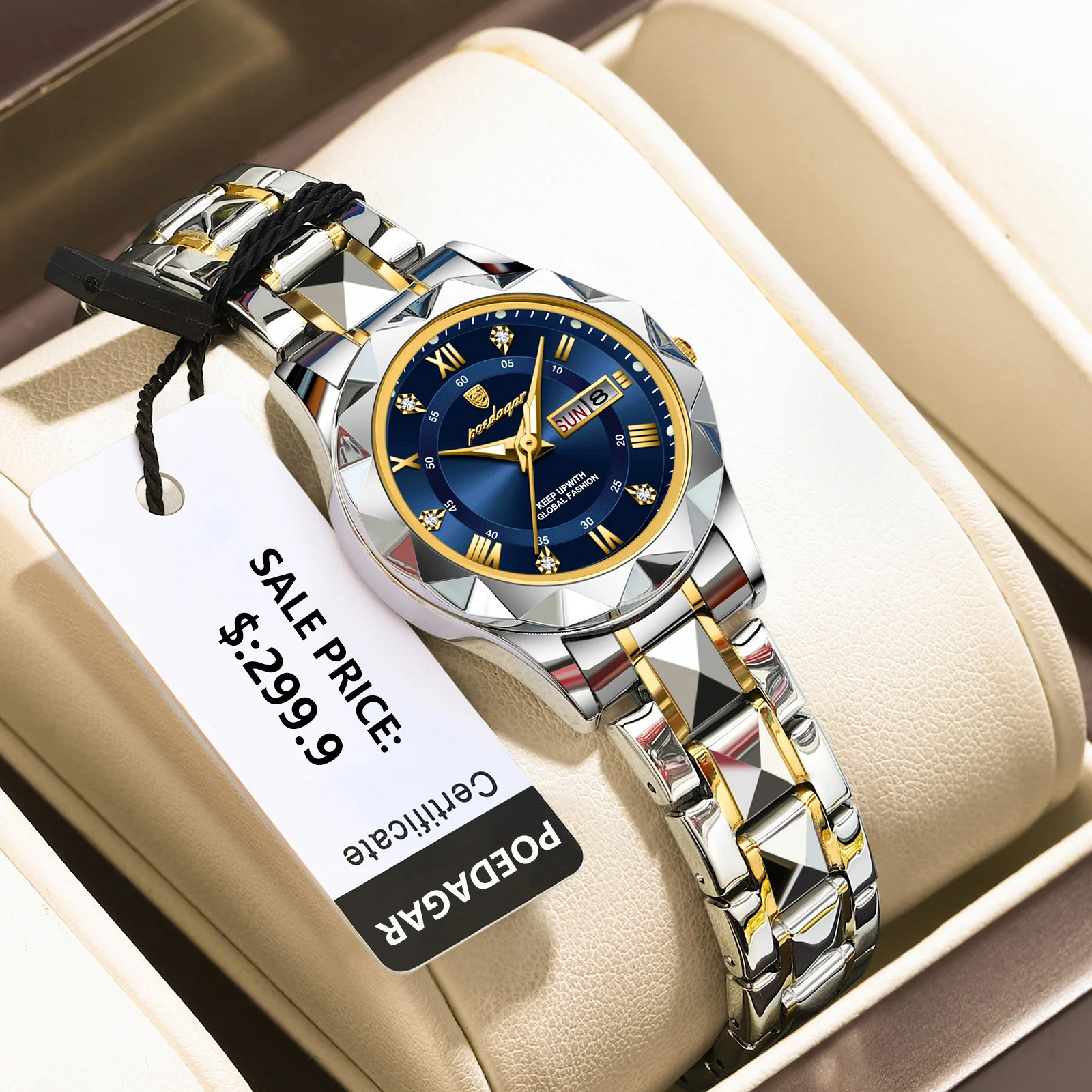 Poedagar and Elegant Womens Watch Luminous Waterproof Weekly Date Womens Watch Stainless Steel Quartz Fashion Womens Watch 250425