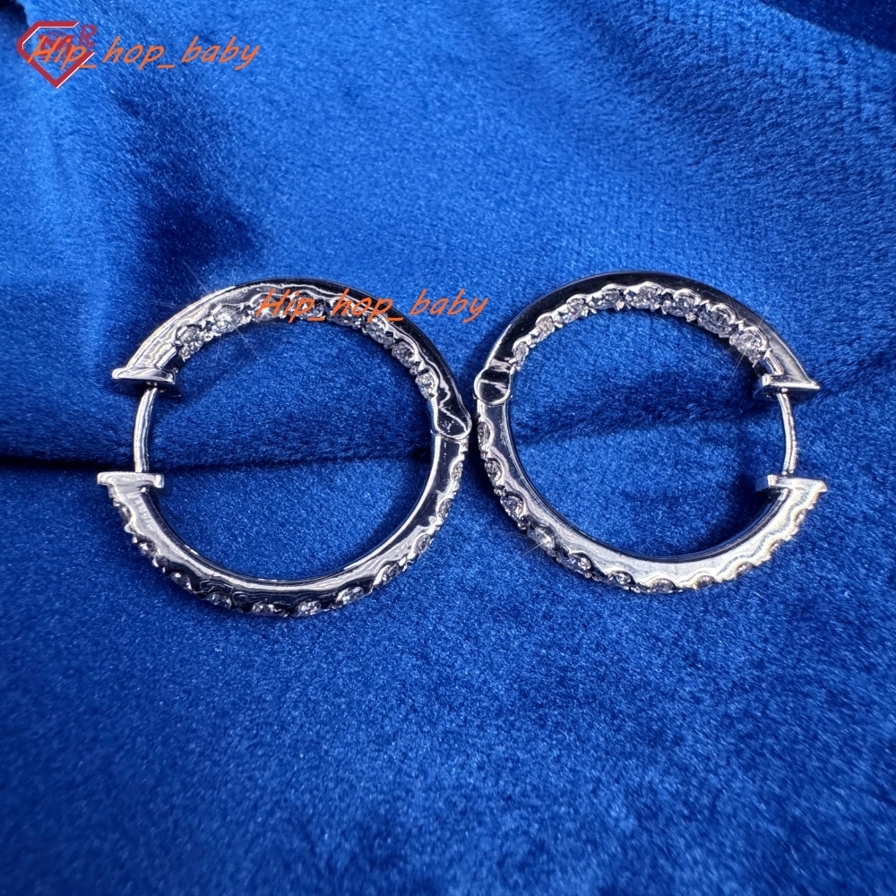 Customized Moissanite Hoop Earrings Silver 925 Silver Hip Hop Vvs Iced Out Moissanite Earrings
