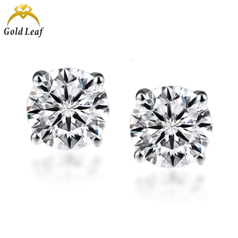 14K White Gold 0.30CT-5CT GIA/IGI Certified DEF VVS White Clear Round Cut Lab Grown Diamond Fine Stud Earrings Womens Jewelry