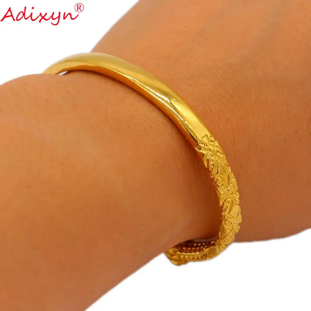 Adixyn 2PCS Female/Male Open Gold Bracelet Gold Bracelet Jewelry Ethiopia/Africa/Arab Gift N071015 250425