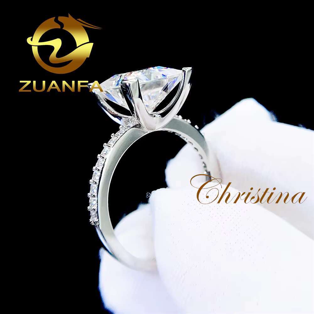 Wedding Ring Gold Customized Au585 14k Gold Princess Colorless Vvs Moissanite Rings Engagement
