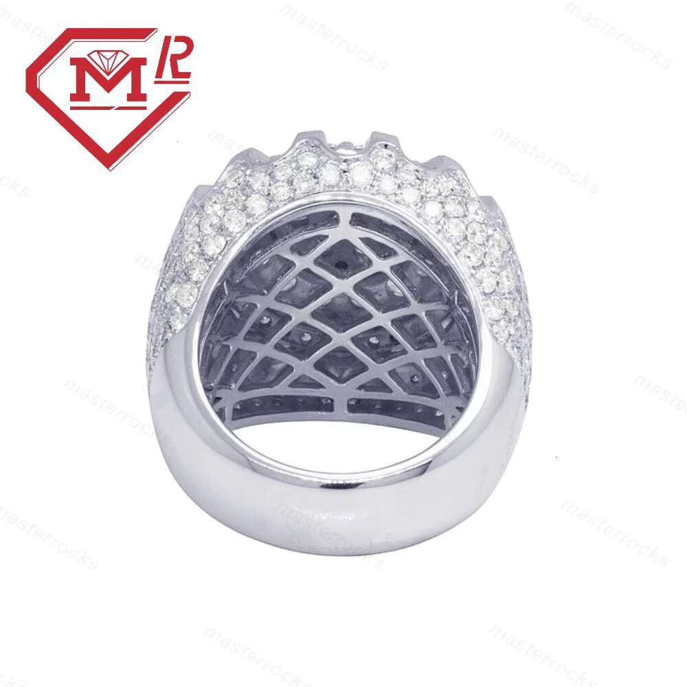 Silver Jewelry 925 Sterling Stones Luxury Men Rings Hip Hop Iced Out Bling Round Brilliant Moissanite Ring