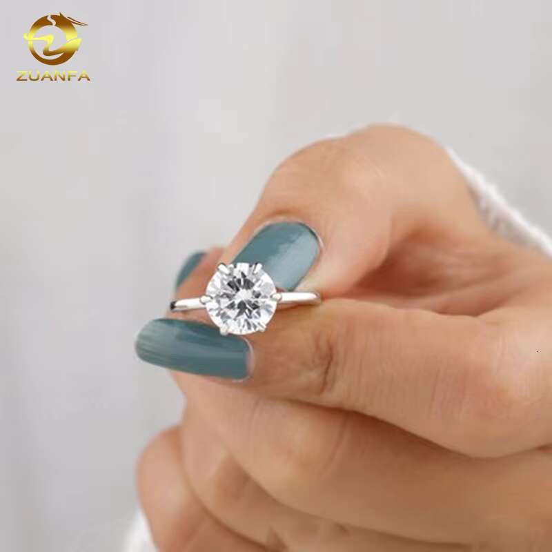 High End Jewelry High Quality H A Cut Lab Diamond Wedding Rings Classical 6 Prongs14K Solid White Gold Engagement Ring
