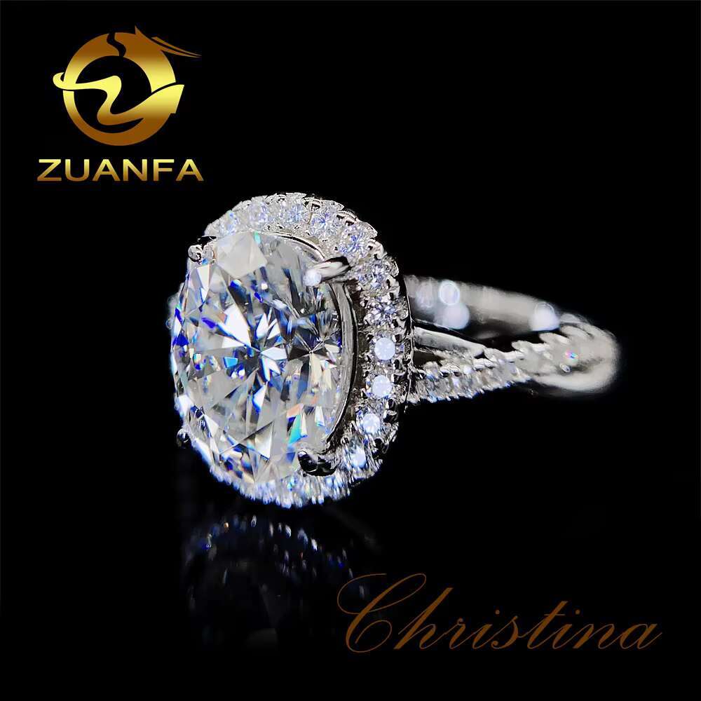 Dropshiping Moissanite Jewelry Pass Diamond Tester D Color Oval Cut 2 Ct Moissanite 10K 14K 18K Solid Gold Engagement Rings