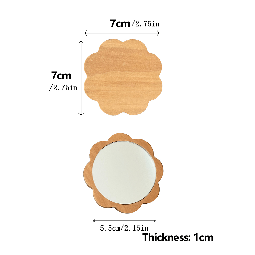 DIY unique text customized wooden sunflower hand mirror, cute flower hand held mirror can be placed in a bag to carry a makeup mirror - personalized b