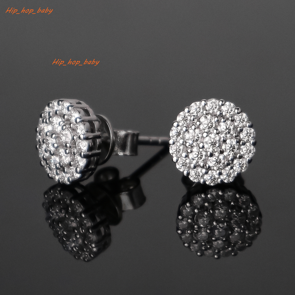 Hip Hop Jewelry Moissanite Stud Earrings S925 Silver Iced Out Screw Back 1CT Moissanite Earrings