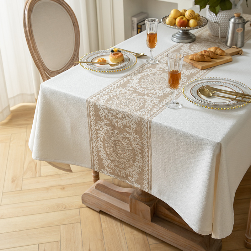 W29 Imitation cotton and linen tablecloth jacquard fabric table cloth waterproof and oil-proof tea table cloth rectangular tablecloth wholesale -