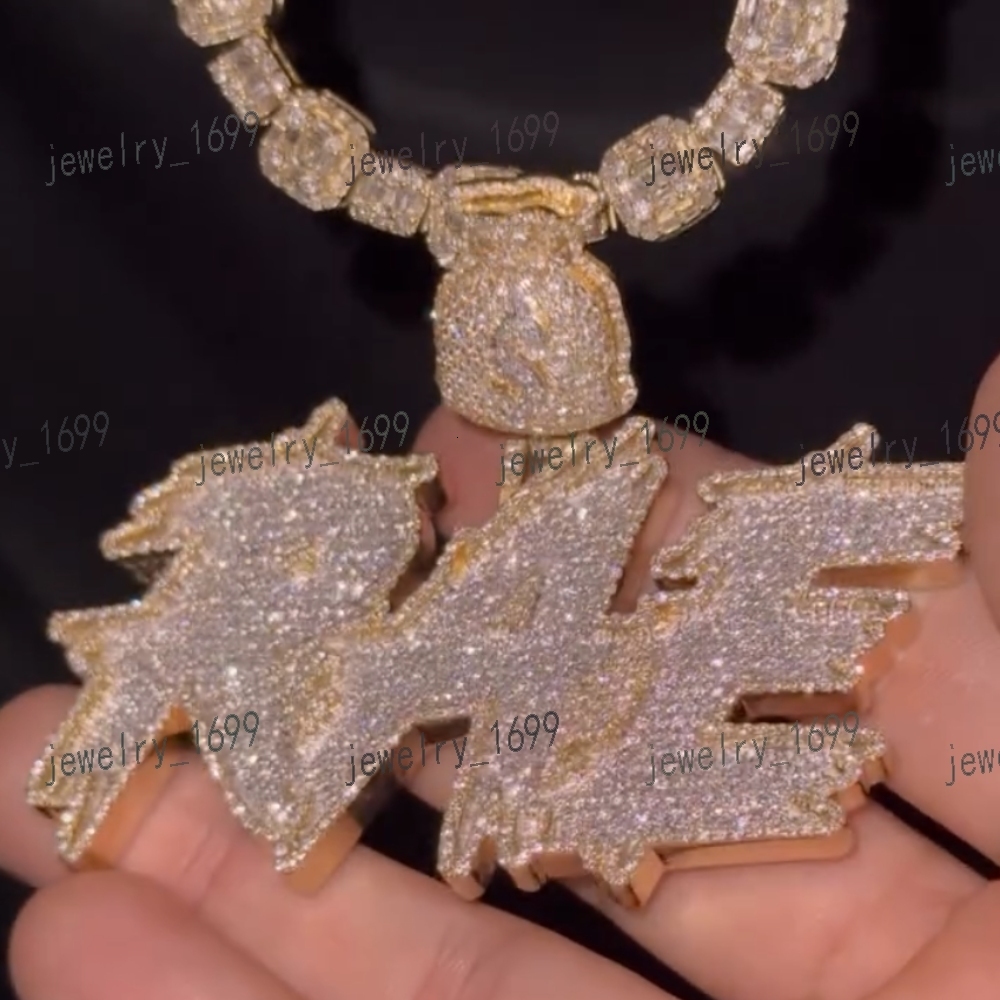 Hiphop DVVS Mossanite Pendant Iced Out Custom Letter 925 Sterling Silver Custom Moissanite Pendant