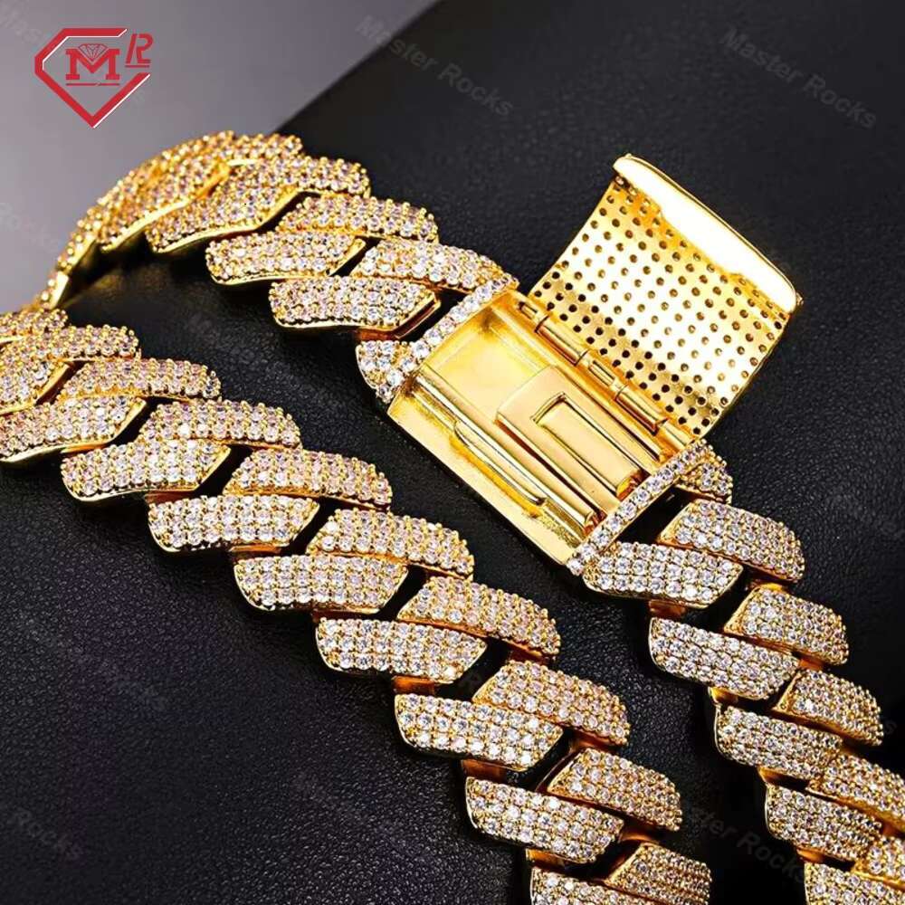 Luxury 20MM Miami Cuban Link Chain 925 Sterling Silver Hiphop Iced Out Moissanite Cuban Link Chain