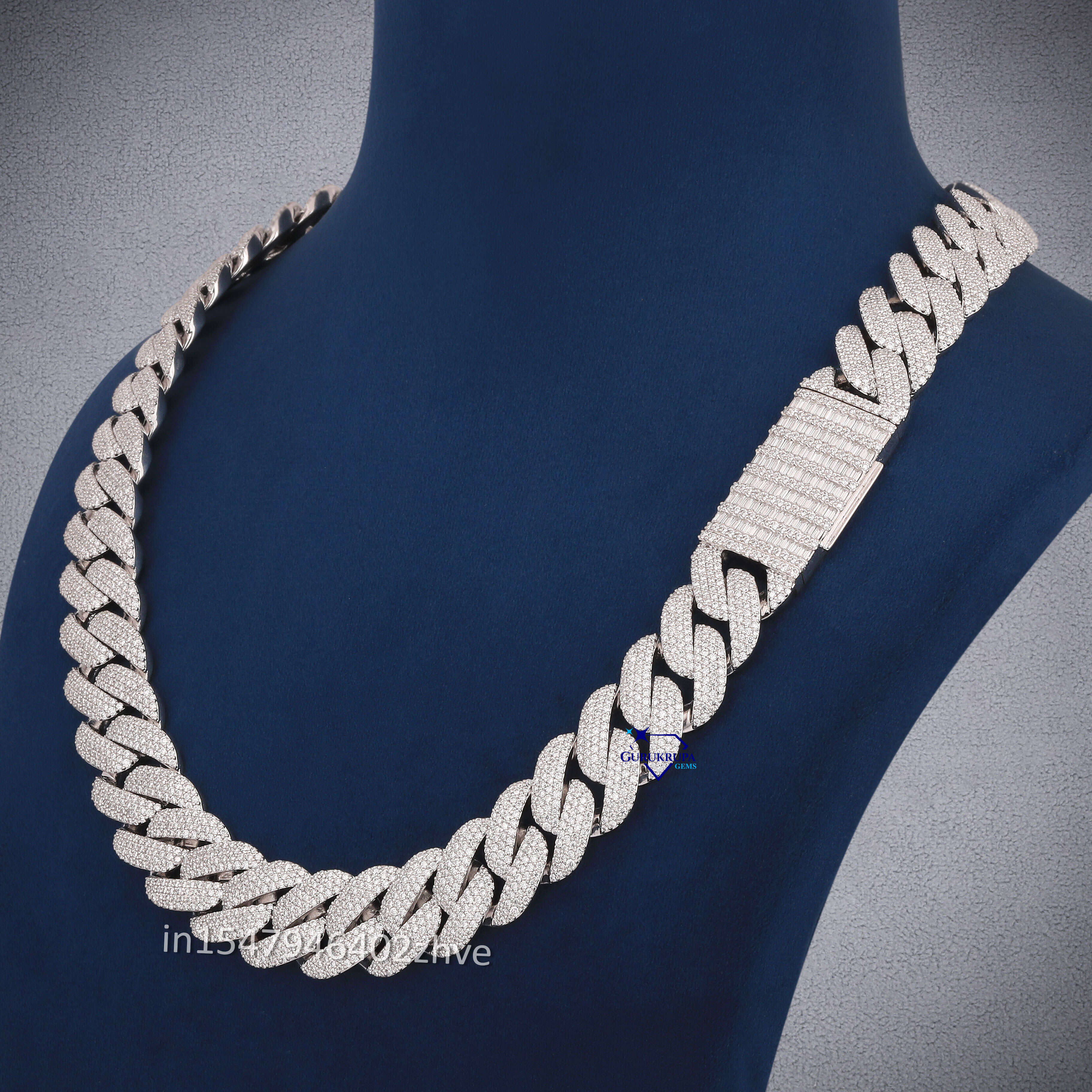 925 Silver Moissanite Diamond Miami Cuban Chain Necklaces for Men Personalized Custom Design for Party Wear Gift Jewelry