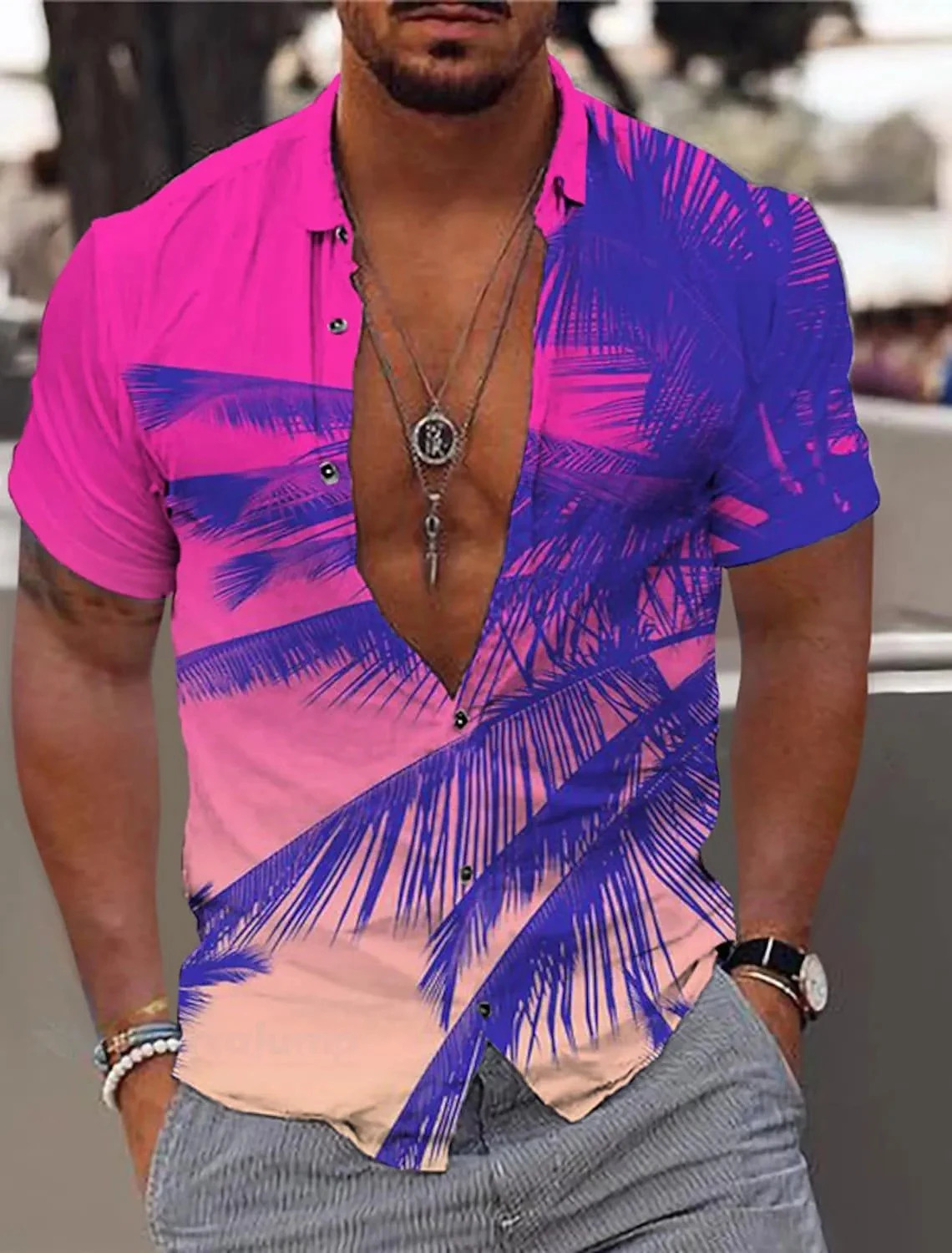 Coconut Tree Summer Hawaiian Shirt Neutral Palm Lawn Street Outdoor Harajuku Short Sleeve Button Mens Wear 250427