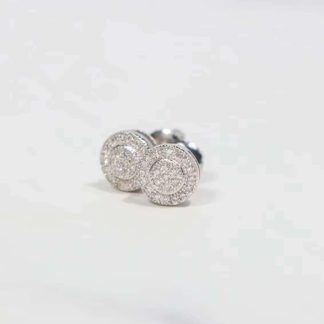 Fine Jewelry Moissanite Round Earrings Cluster 925 Silver Screw Back Vvs Iced Out Moissanite Earrings