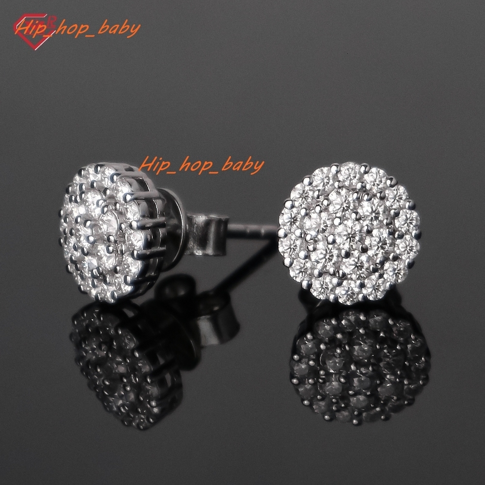 Luxury VV1 Moissanite Earring 925 Silver 10K Gold Plated Cluster Round Moissanite Earrings