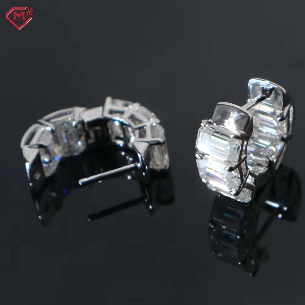 Customized Hip Hop Moissanite Hoop Earrings S925 Silver GRA Certificated Round Wedding Diamond Earrings