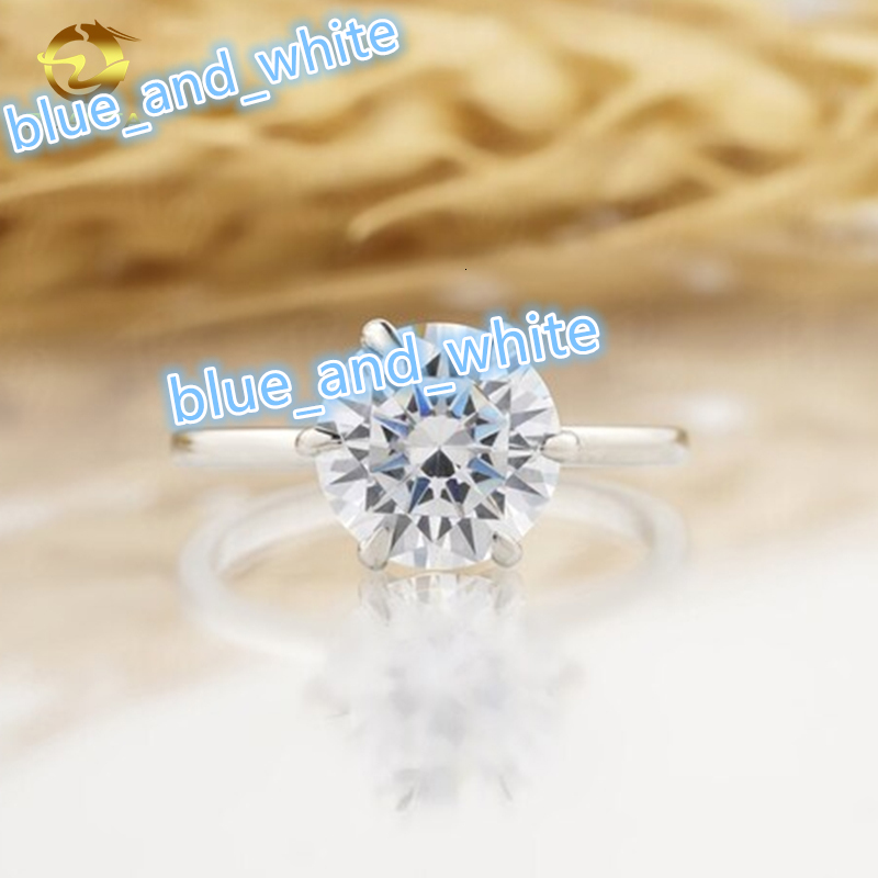 High End Jewelry High Quality H A Cut Lab Diamond Wedding Rings Classical 6 Prongs14K Solid White Gold Engagement Ring