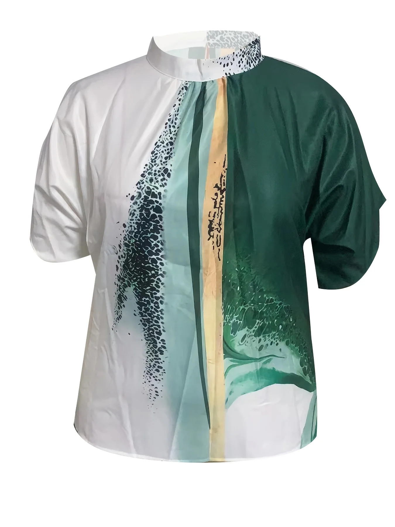 Plus size casual printed womens shirt Oneck half sleeved loose 2024 summer top fashionable 250422