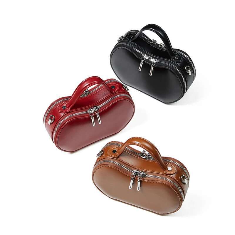 Toptrends Chic Genuine Leather Apple Shape Small Shoulder Crossbody Bags For Women 2025 Designer Saddle Ladies Handbags