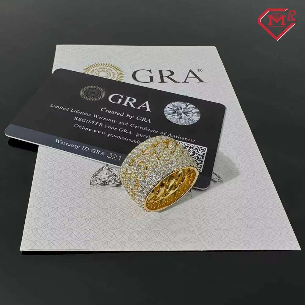 Custom Rings for Men 925 Sterling Silver Iced Out Pass Diamond Test Rapper Resizable Moissanite Ring