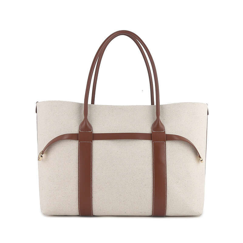 Canvas tote bag women 2025 new style, high-end, large capacity, versatile for commuting, niche design, contrasting color handbag