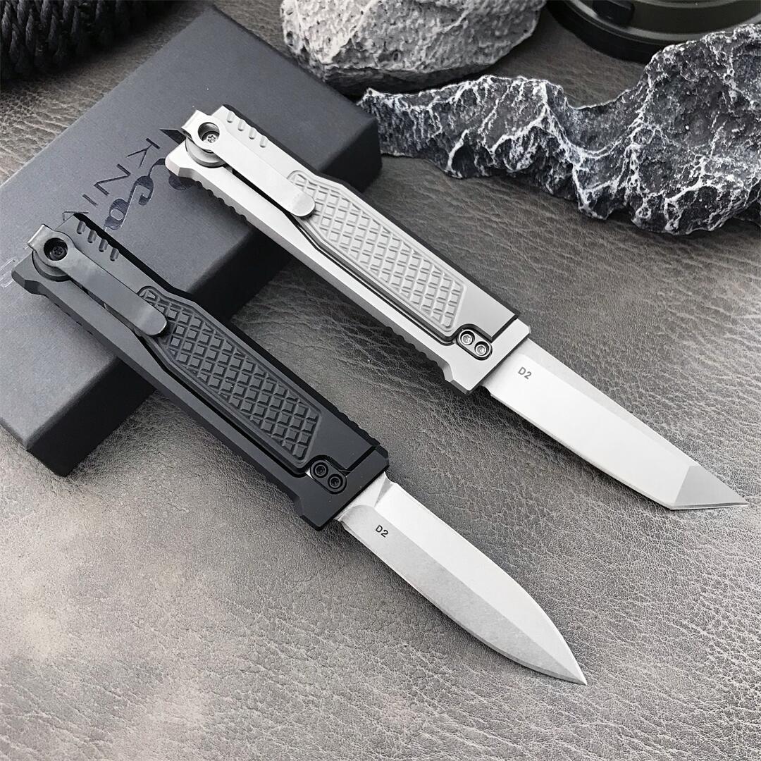 2Models Reate Assisted Open Folding Knife 2.76 D2 Satin Plain Blade, T6-Aluminum Handles