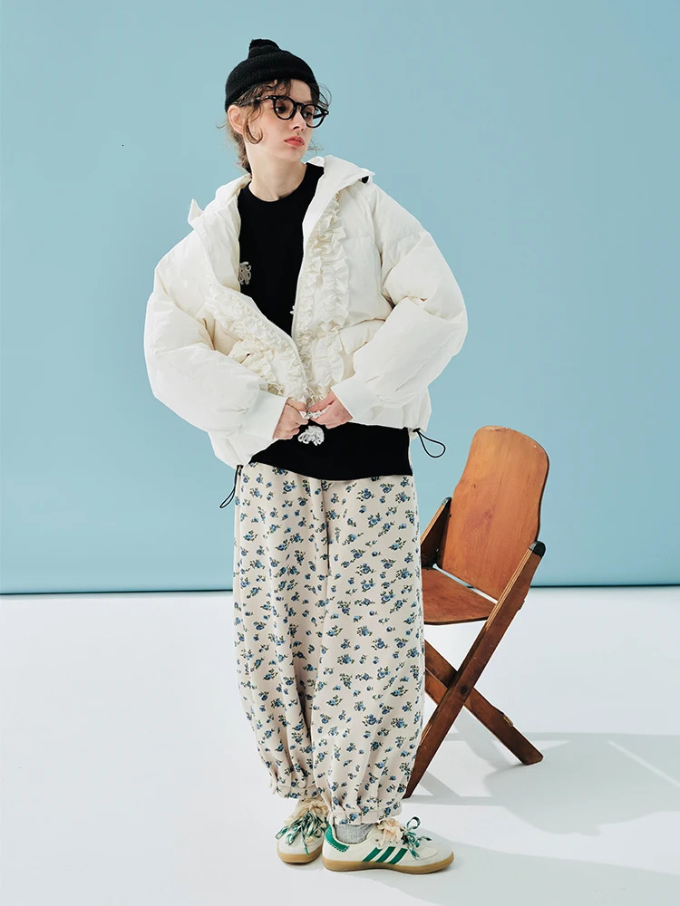 Imakokoni gentleman blue floor casual pants autumn and winter small fresh artistic communication nice 244886 250428