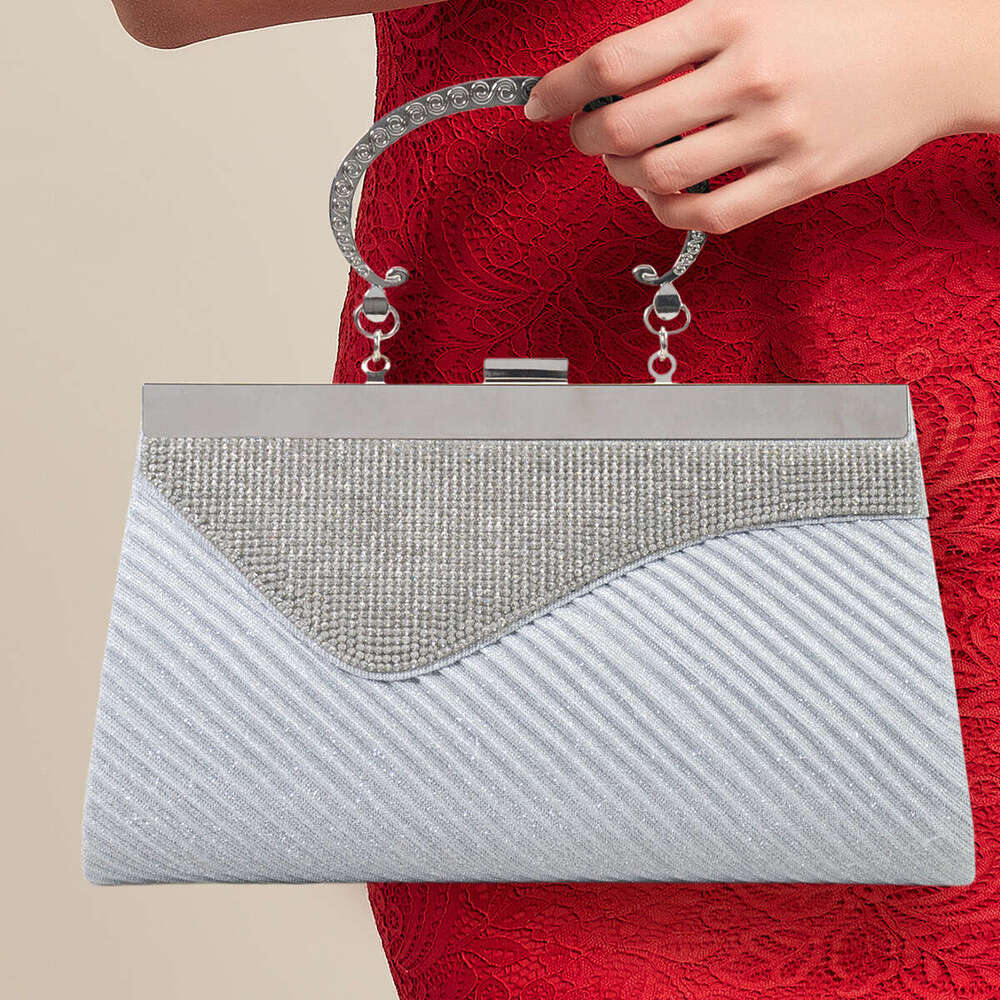 Dinner Bag New Water Women S Banquet Bag With Diamond Set Metal Handbag Straight Bride KQ