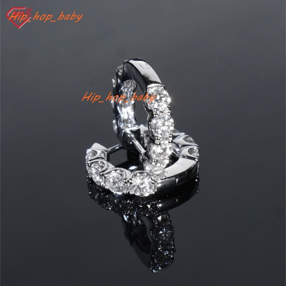 Best Selling Sterling Silver 925 Earrings Hip Hop Round Brilliant Cut Moissanite Earrings for Men Women